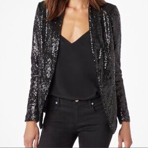 Cable & Gauge Sequin Black Blazer Open Front